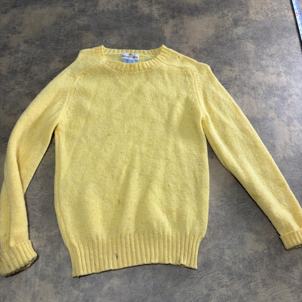 Redwood &‎ Ross Sweater Ladies S Yellow Shetland Wool Crew USA Made True Vintage